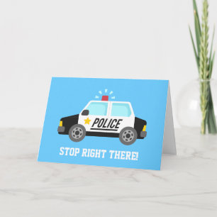 Carte Funny Police Patrol Car Joyeux Anniversaire