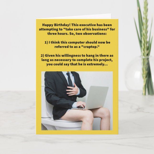 Carte Funny Pun Constipatient Joyeux anniversaire (Devant)