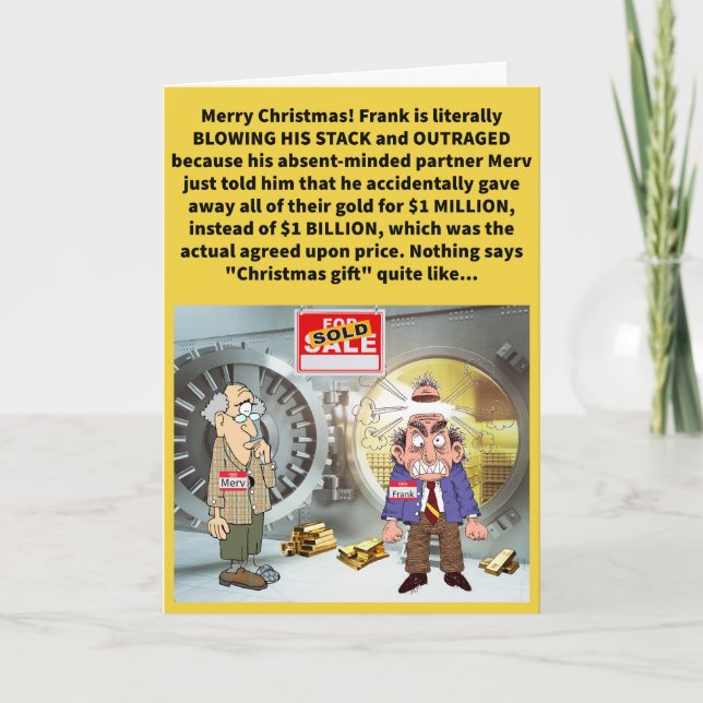 Carte Funny Pun Gold, Frank Incensed et Merv Christmas (Devant)