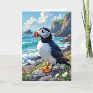 Carte Funny Pun Joyeux Puffin d'anniversaire