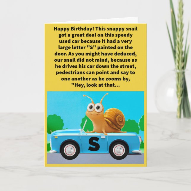 Carte Funny Pun S Car Go Happy Anniversaire (Devant)