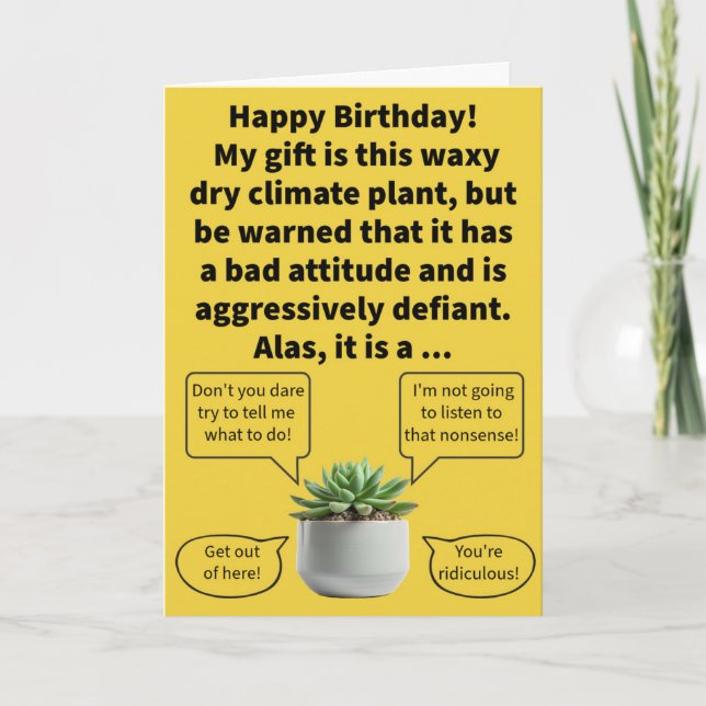 Carte Funny Pun Truculent Succulent Joyeux Anniversaire (Devant)