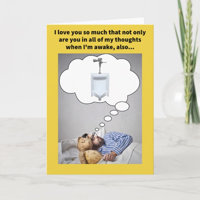 Carte Funny Pun Urinal Mes Rêves Je T'Aime (Devant)