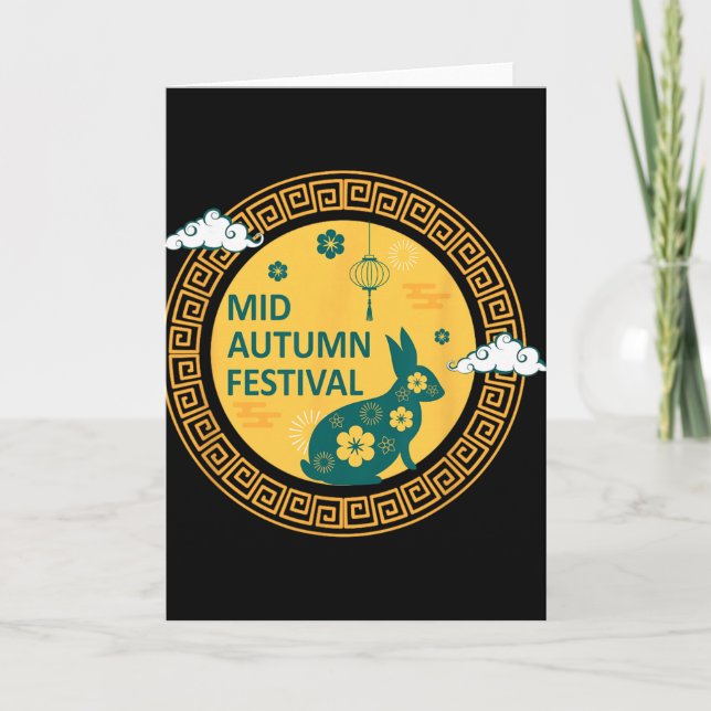 Carte Funny Rabbits Mooncake Chinese New Year Mid Autumn (Devant)
