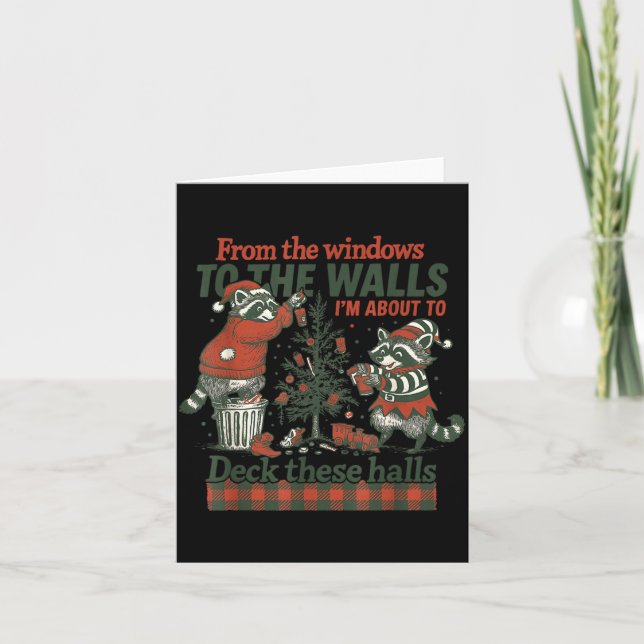 Carte Funny Raccoon Christmas Deck These Halls Humor  (Devant)