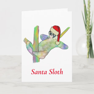 Carte Funny Rainbow Père Noël Sloth mignonne animal de N