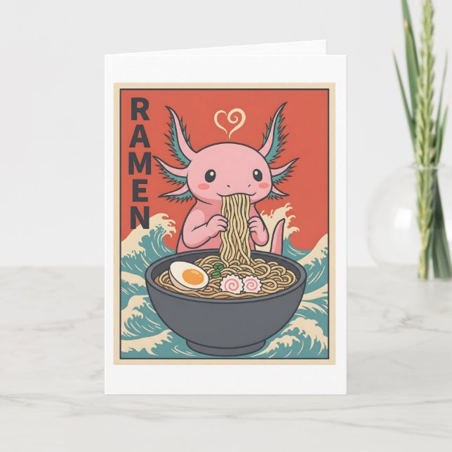 Carte Funny Ramen Axolotl Noodle Lover Cute Creature (Devant)