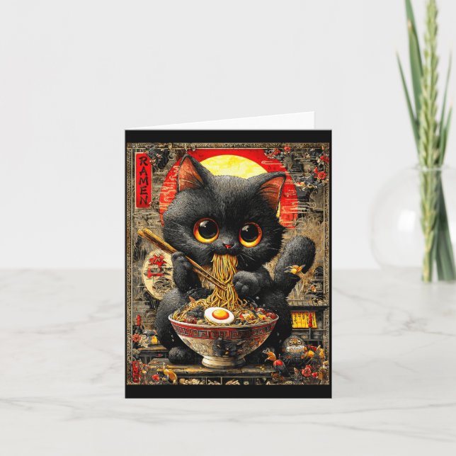 Carte Funny Ramen Cat Noodle Lovers Anime Otaku  (Devant)