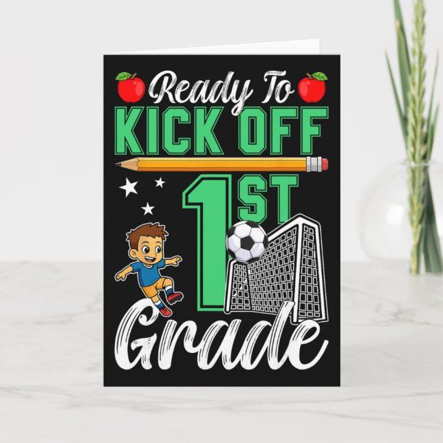 Carte Funny Ready To Kick Off 1st Grade Soccer Ck To Sch (Devant)