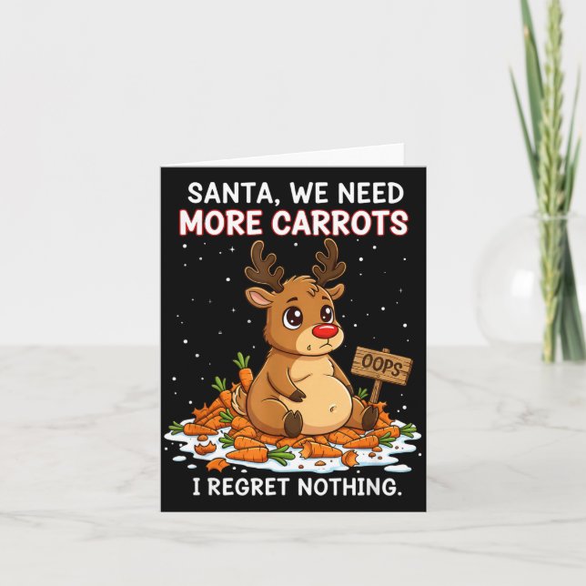Carte Funny Reindeer Carrot Hoarder Christmas Design  (Devant)