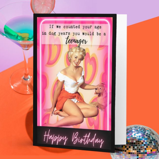 Carte Funny Retro Birthday Card Best Friend-Sassy-Dog (Créateur téléchargé)