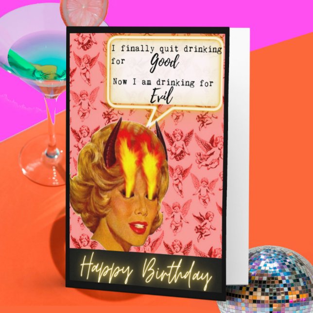 Carte Funny Retro Birthday Card Best Friend - Sassy Evil (Créateur téléchargé)
