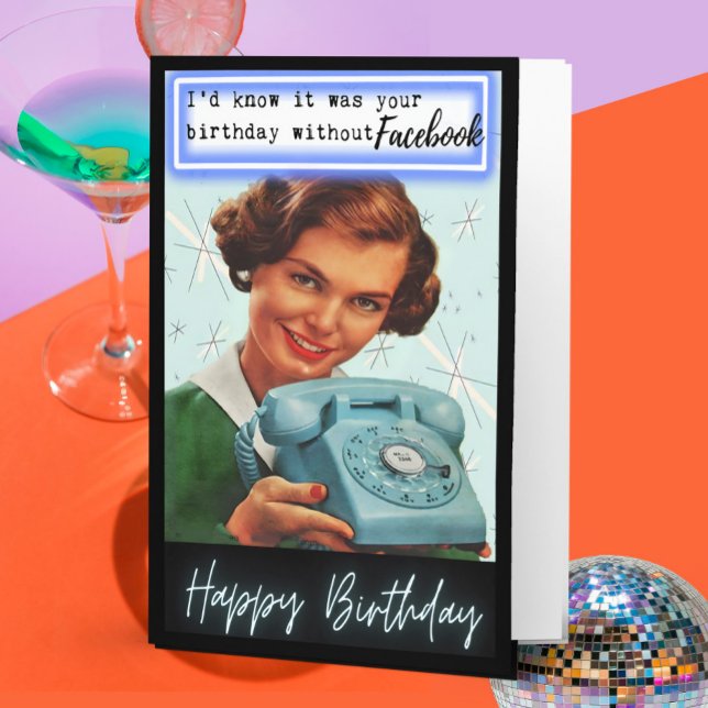 Carte Funny Retro Birthday Card Best Friend-Sassy-Facebo (Créateur téléchargé)