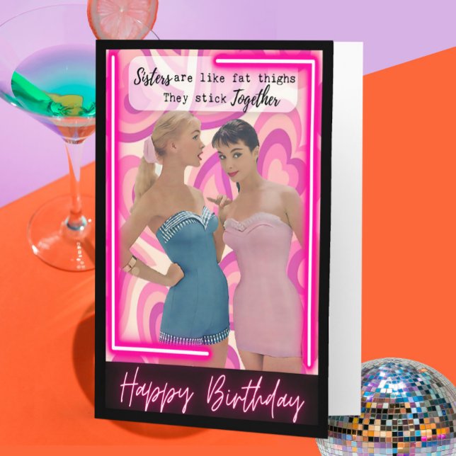 Carte Funny Retro Birthday Card Best Friend-Sassy-Sister (Créateur téléchargé)