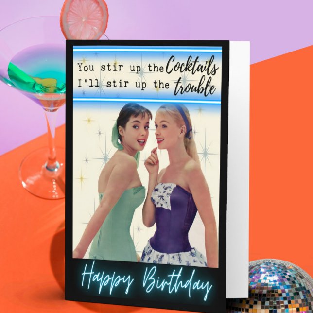Carte Funny Retro Birthday Card Best Friend-Sassy-Stir (Créateur téléchargé)