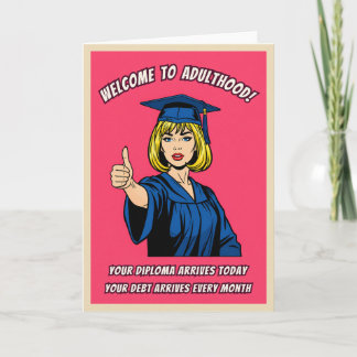 Carte Funny Retro Pop Art College Graduation Humor