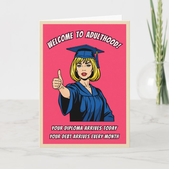 Carte Funny Retro Pop Art College Graduation Humor (Devant)
