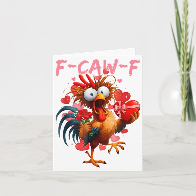 Carte Funny Rooster F-caw-f Valentines Day Chicken Fcawf (Devant)