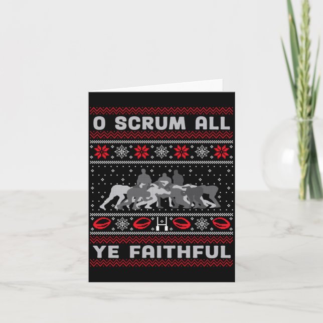 Carte Funny Rugby O Scrum All Ye Faithful Ugly Merry Chr (Devant)