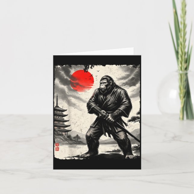 Carte Funny Samurai Bigfoot Japanese Art Graphic Tee Ani (Devant)