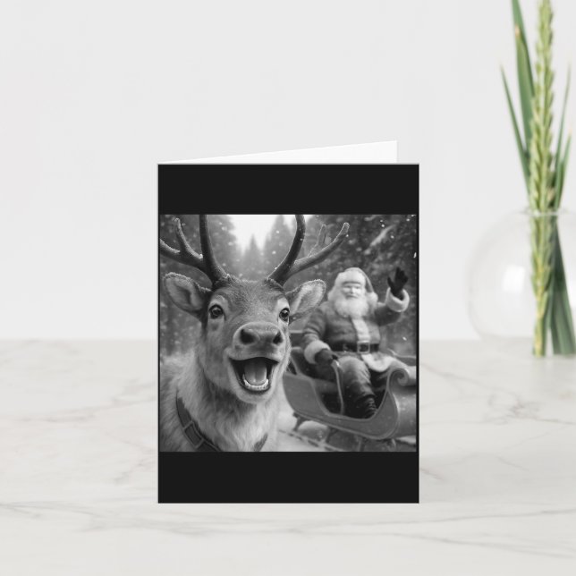 Carte Funny Santa Claus In Sleigh With Reindeer Christma (Devant)