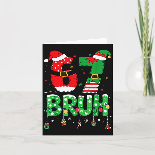 Carte Funny Santa Elf 67 Bruh Christmas Meme Six Seven 6 (Devant)