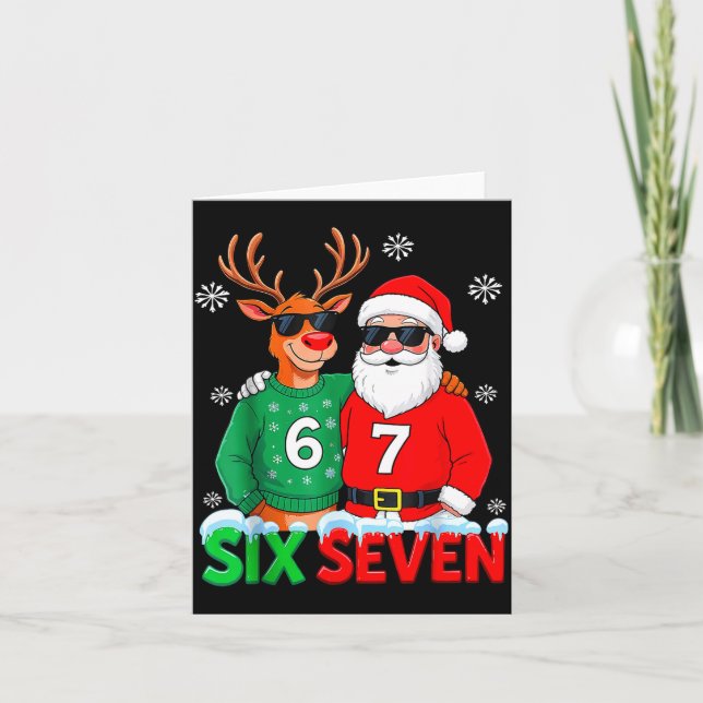 Carte Funny Santa Reindeer 6 7 Christmas Meme Six Seven  (Devant)