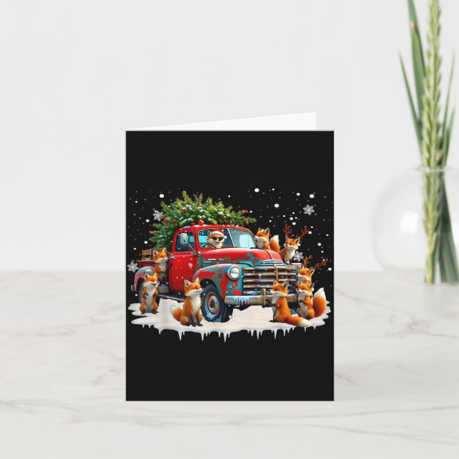 Carte Funny Santa Riding Christmas Tree Truck Fox Christ (Devant)