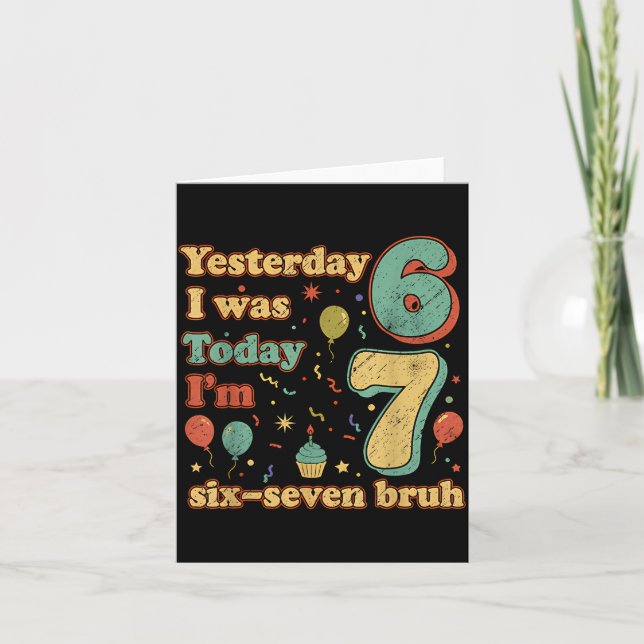Carte Funny Seven Year Old Birthday Six Seven Bruh Meme  (Devant)