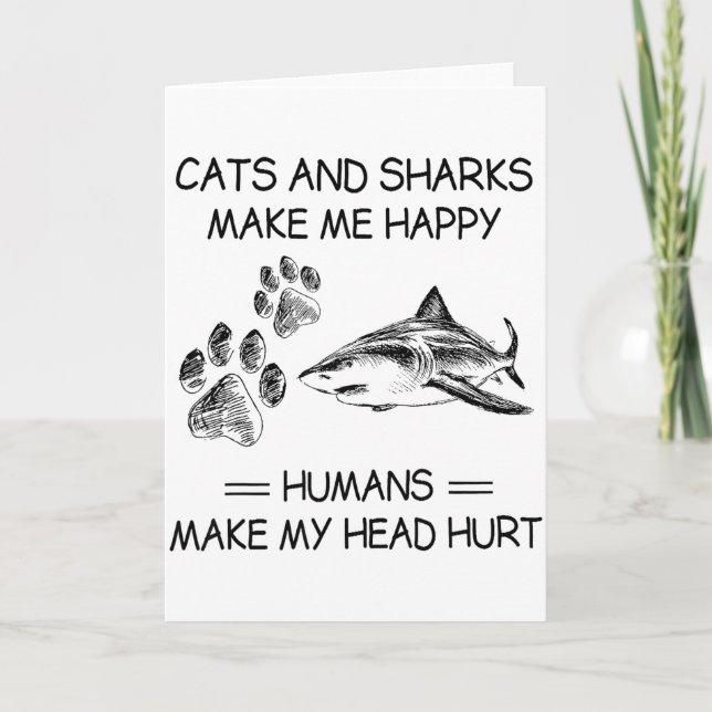 Carte Funny Sharks And Dogs Make Me Happy Humans Make My (Devant)