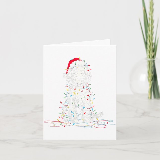 Carte Funny Sheepadoodle Christmas Graphics Dog Lights L (Devant)