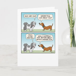 Carte Funny Shih Tzu et Wiener Dog Anniversaire
