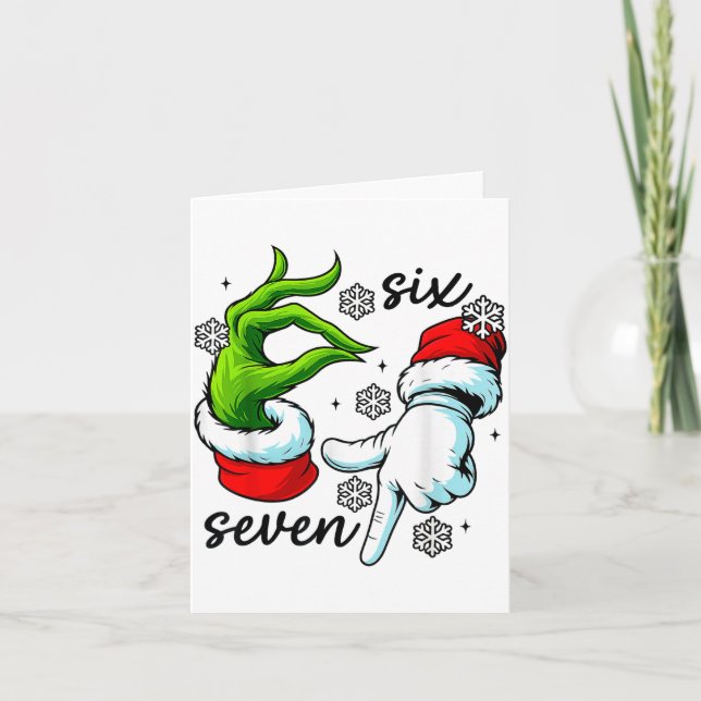 Carte Funny Six Seven 67 Meme 6 7 Christmas Elf Hand Boy (Devant)