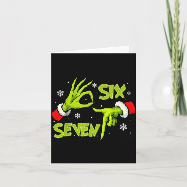 Carte Funny Six Seven 67 Meme 6 7 Christmas Elf Hand Boy (Devant)