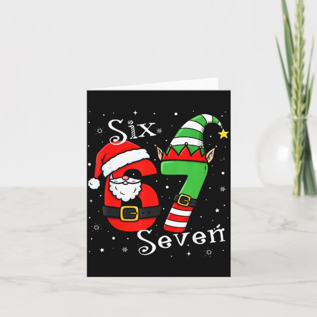 Carte Funny Six Seven 6 7 Meme Christmas Santa Elf Numbe (Devant)