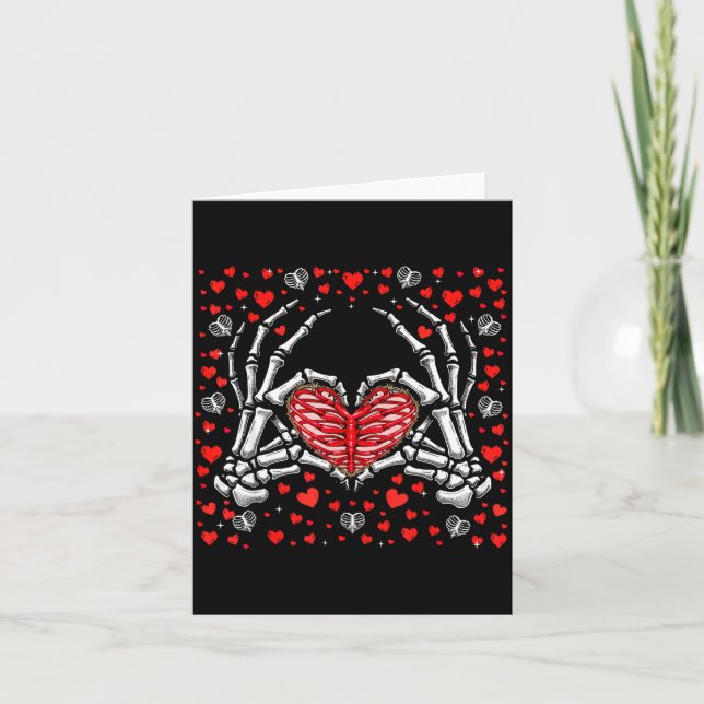 Carte Funny Skeleton Hand Heart Valentines Day Bones Lov (Devant)