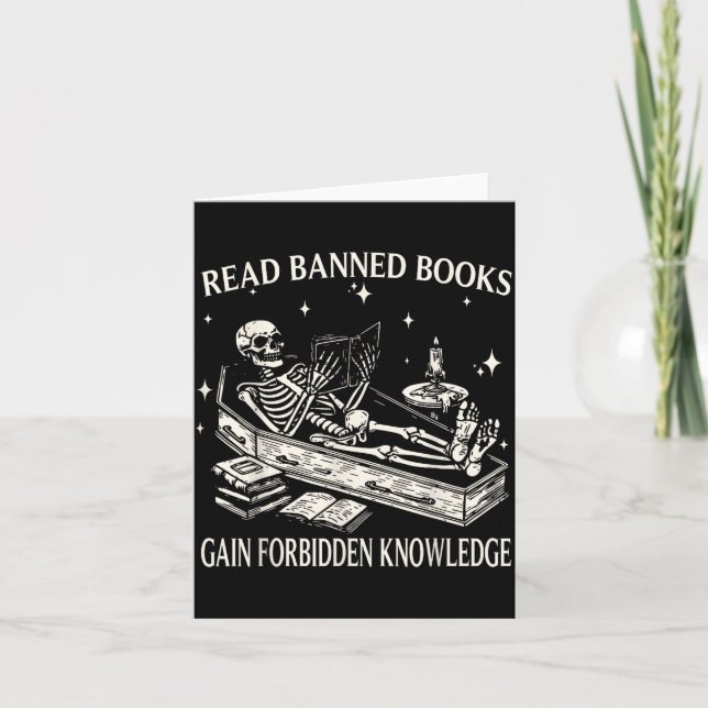 Carte Funny Skeleton Read Banned Books Gain Forbidden Kn (Devant)