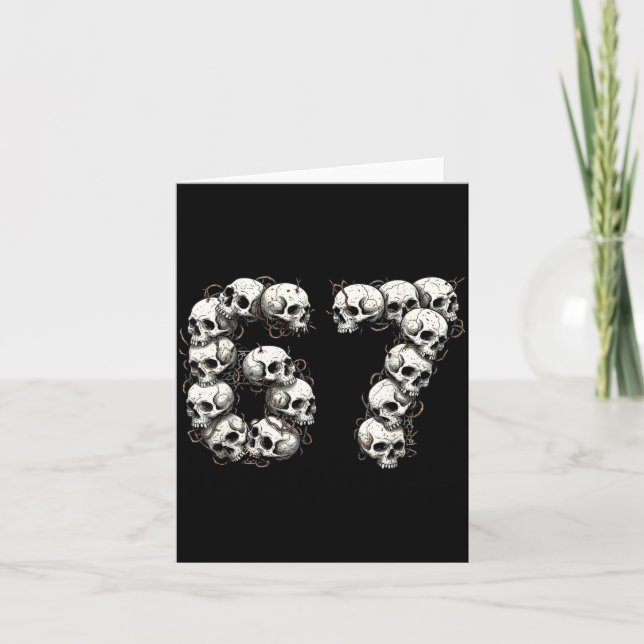 Carte Funny Skulls 6 7 Meme Six Seven Love Halloween  (Devant)