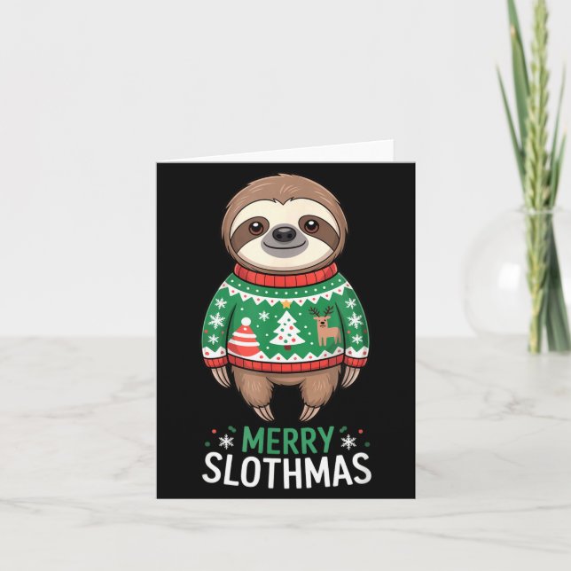 Carte Funny Sloth Lover Christmas Merry Slothmas Ugly Ho (Devant)