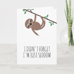 Carte Funny Sloth rose Beldate Anniversaire