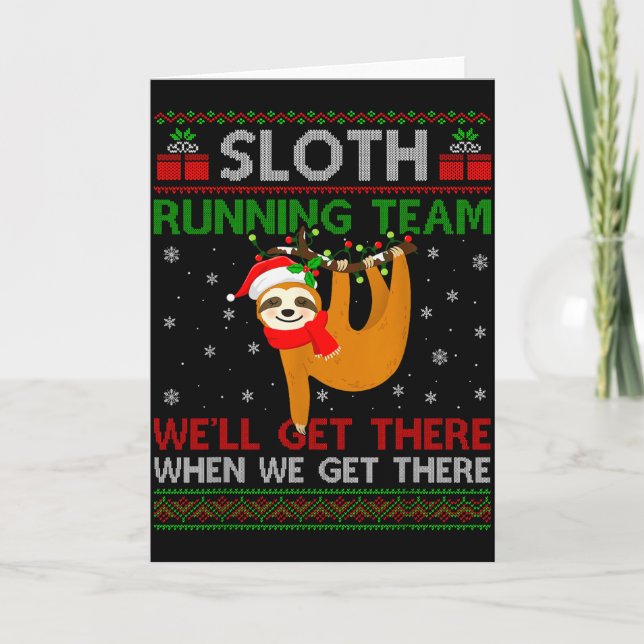 Carte Funny Sloth Running Team Xmas Lights Ugly Sloth Ch (Devant)
