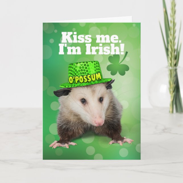 Carte Funny St. Patrick's Day Irish O'Possum (Devant)
