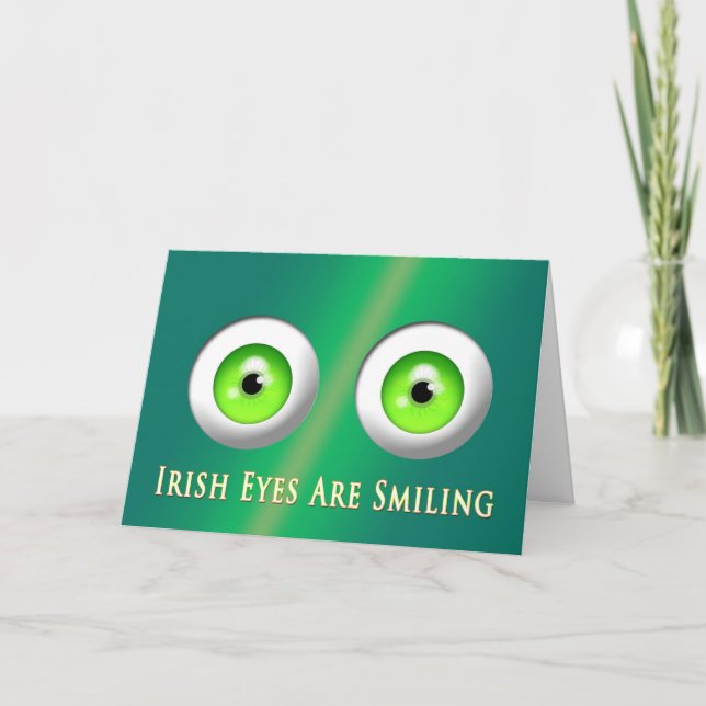 CARTE FUNNY ST. SALUT DE PATRICK - YEUX IRLANDAIS (Devant)