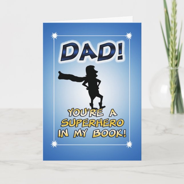 Carte Funny Superhero Fête des pères papa (Devant)
