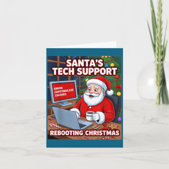 Carte Funny Support Santa Tech Rebooting s (Devant)