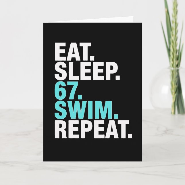 Carte Funny Swimmer 67 Sleep Swim Repeat (Devant)