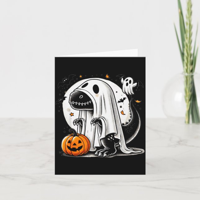 Carte Funny T-rex Ghost Dinosaur Halloween Costume Tyran (Devant)