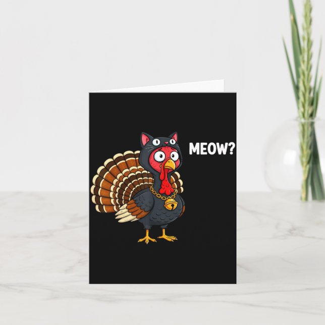 Carte Funny Thanksgiving Turkey Meow Cat Disguise Men Wo (Devant)