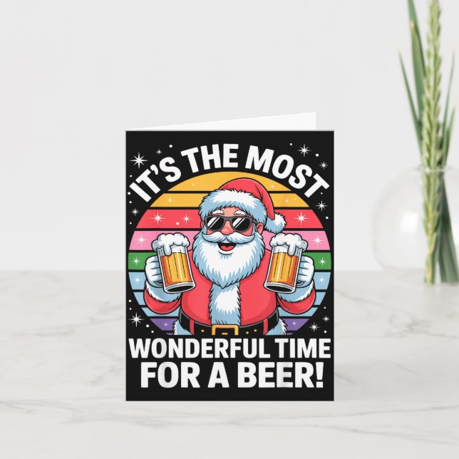 Carte Funny Time For A Beer Santa Christmas  (Devant)