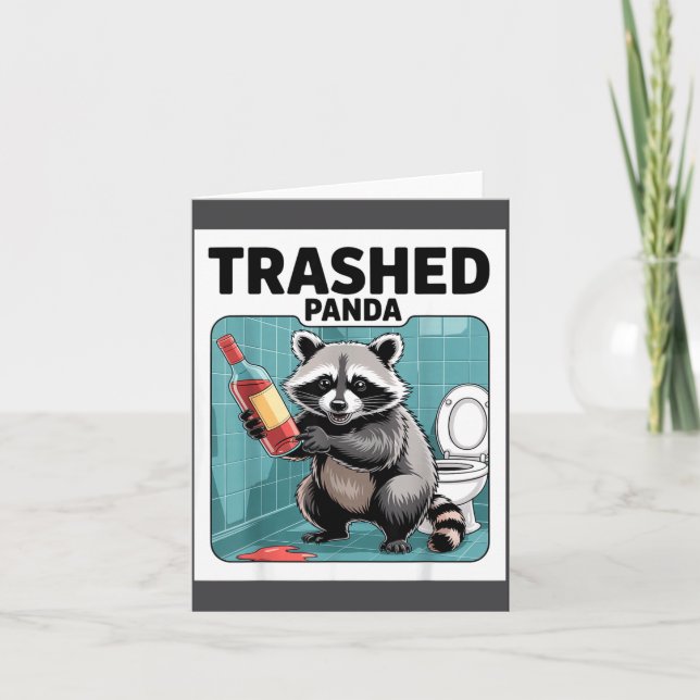 Carte Funny Trashed Panda Raccoon Gets Drunk  (Devant)